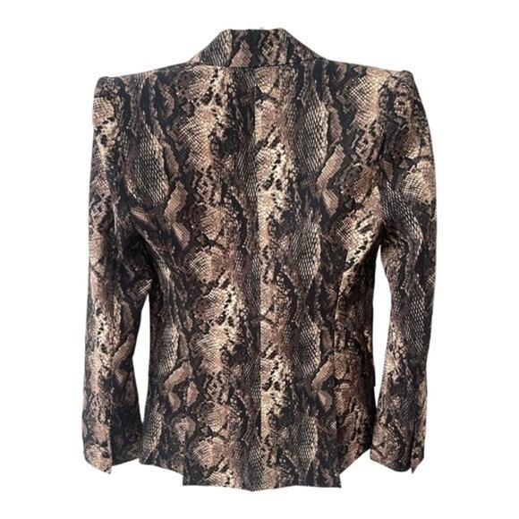 L’ AGENCE Chamberlain Python Print Single Breasted Blazer Jacket Brown Size 2 - Picture 6 of 16
